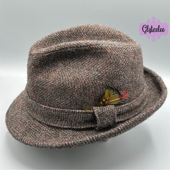 Stetson Other - 𝅺STETSON Wool Herringbone Fedora Brown Vintage